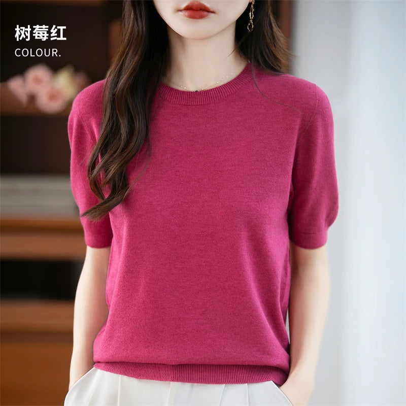 100% Merino Wool Short Sleeve Sweater