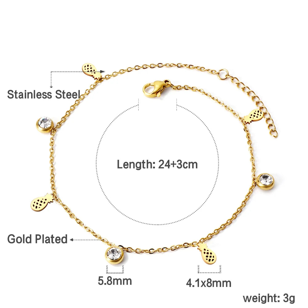 Crystal Hamsa Hand Gold Anklet