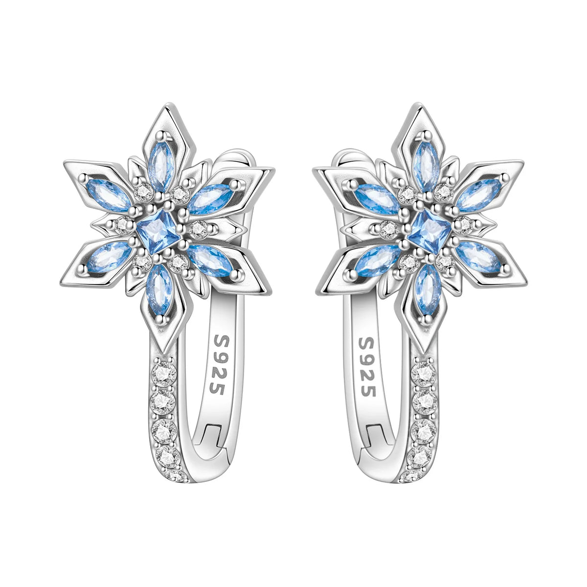 925 Silver Vine Heart Black Zircon Hoops