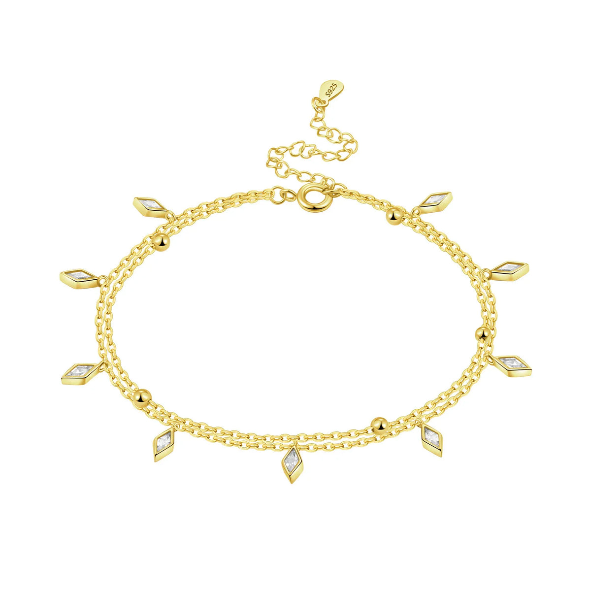 925 Silver Stone Tassel Anklet