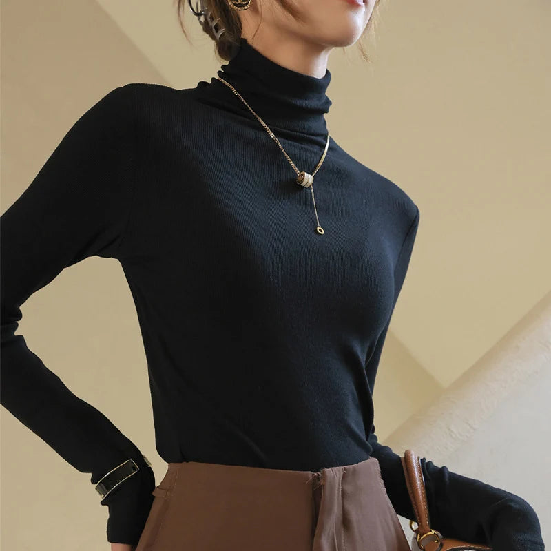 Basic Slim Turtleneck Knit Top