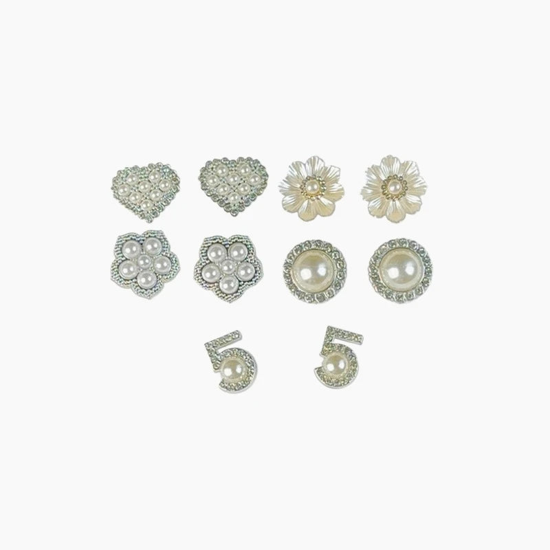 Pearl Rhinestone Flower Shoe Charms Set