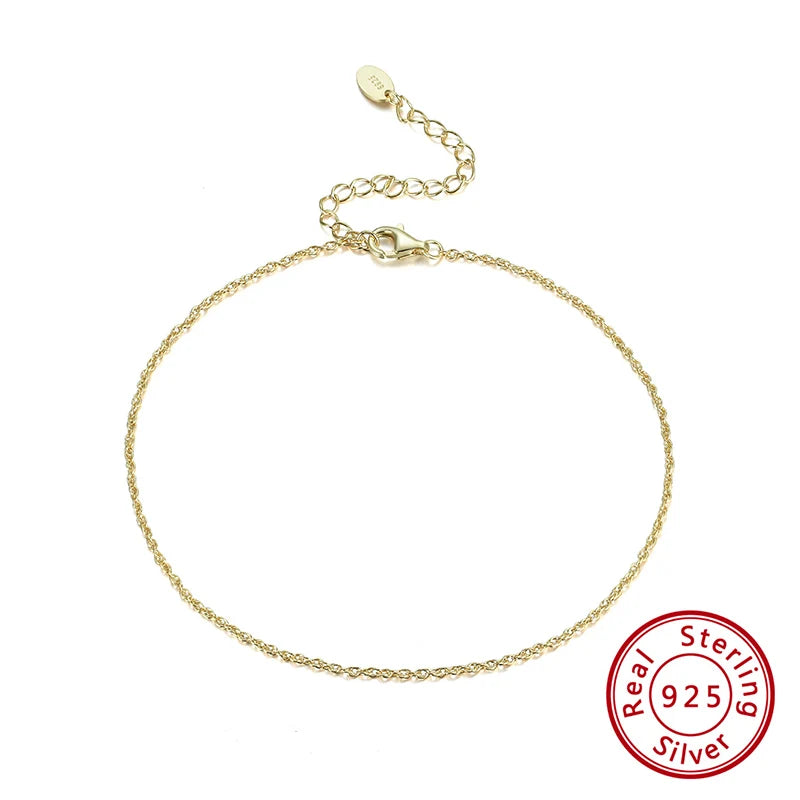 14K Gold 925 Silver Cuban Anklet