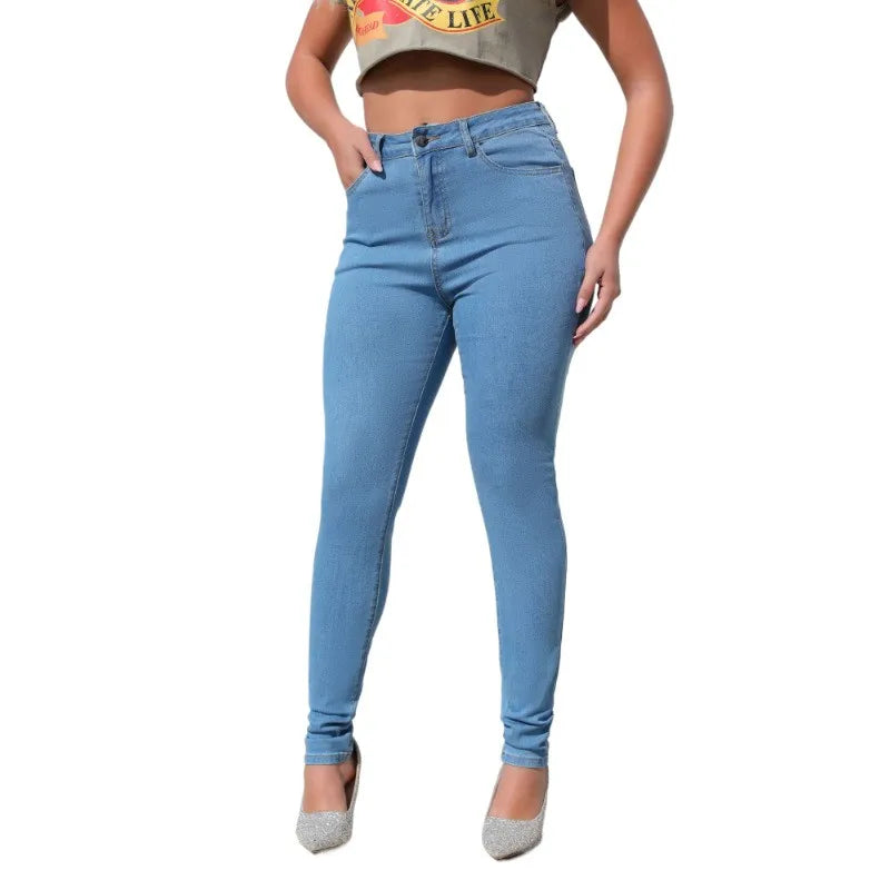 High Waist Washed Pencil Jeans