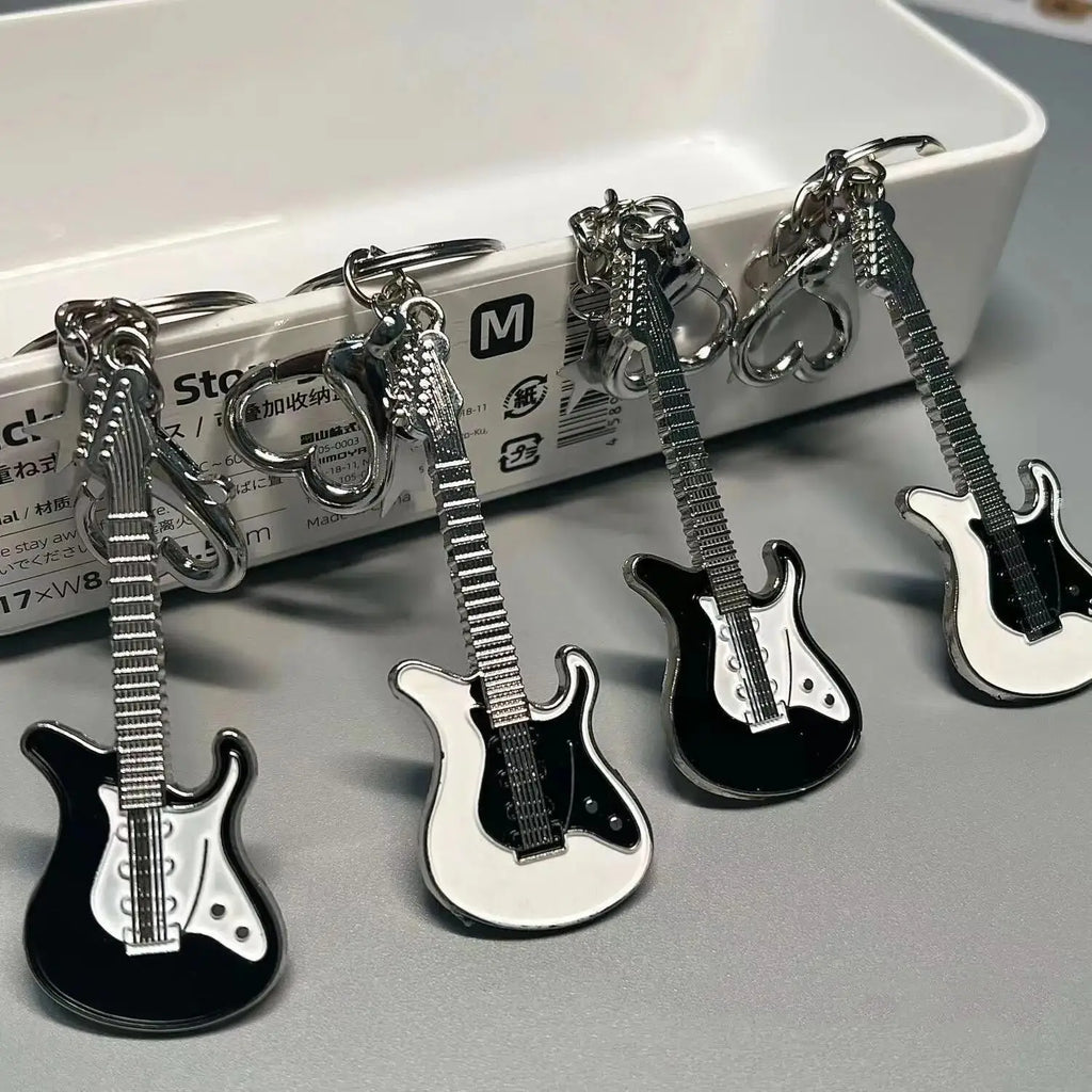 Rhinestone Mini Guitar Keychain