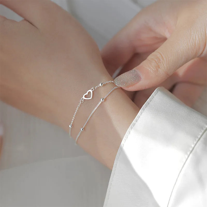⭕ S925 Zircon Double Circle Charm Bracelet