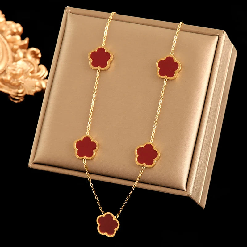 🌸 EILIECK Flower Clover Jewelry Set