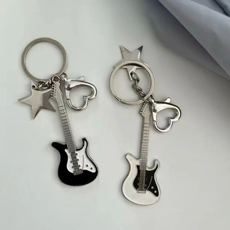 Rhinestone Mini Guitar Keychain