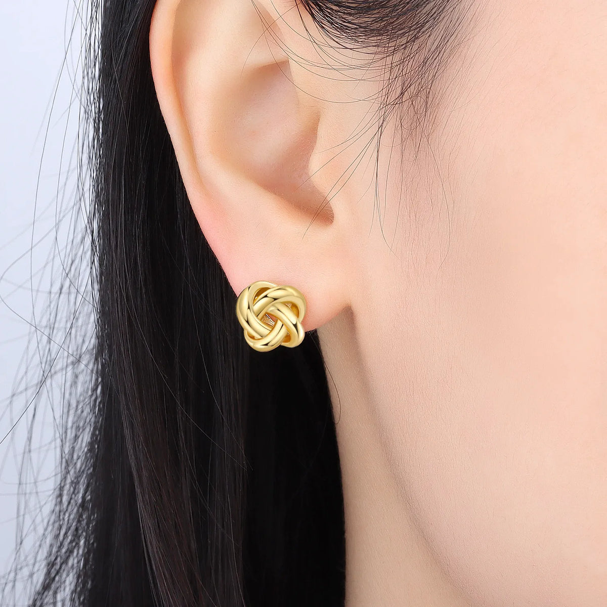 925 Silver 18K Gold Knot Stud Earrings