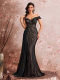 Off-Shoulder Sequin Mermaid Gown