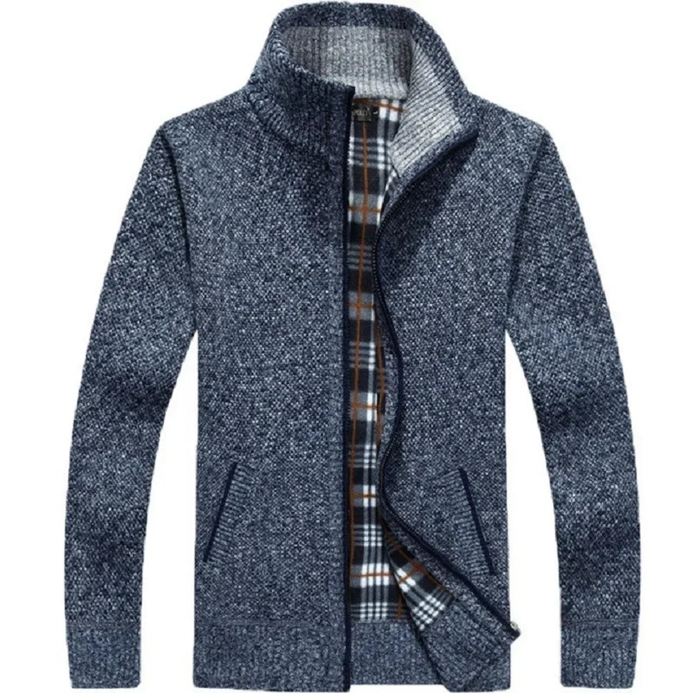Men's Fleece-Lined Knit Zip Cardigan