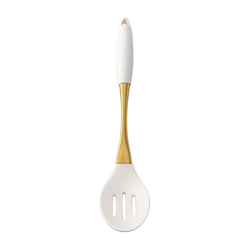 White & Gold Silicone Kitchen Utensils