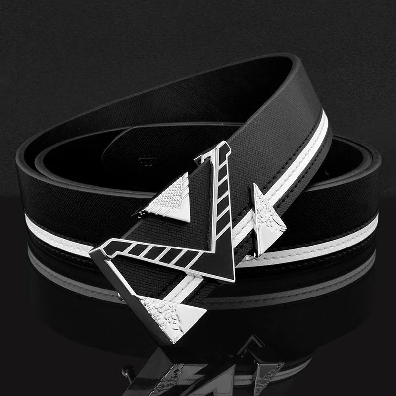 Unisex White Leather Belt