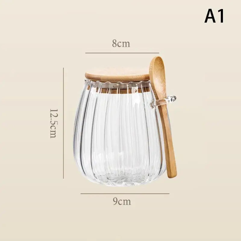 Airtight Glass Food Storage Jar with Spoon