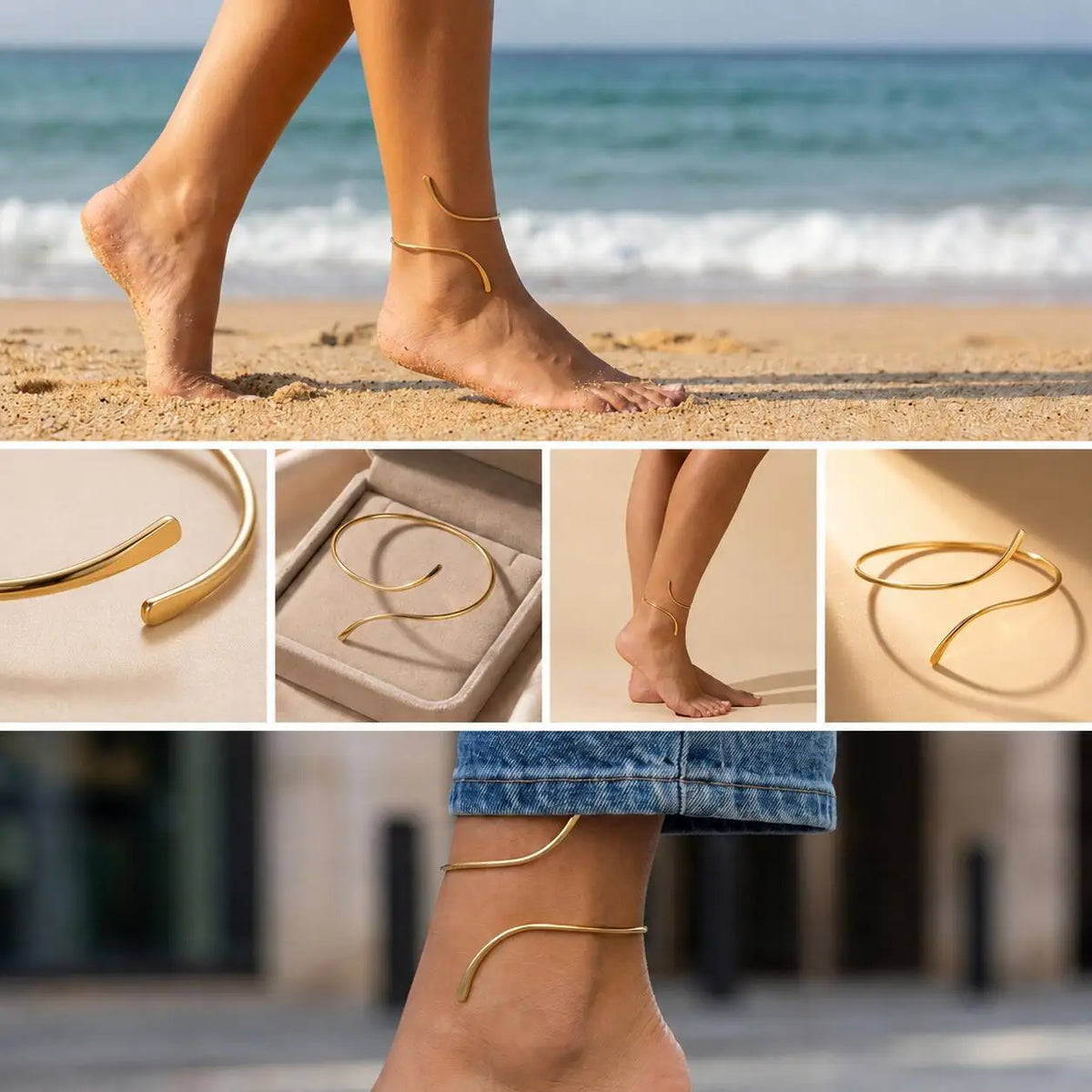Gold Plated Open Cuff Anklet