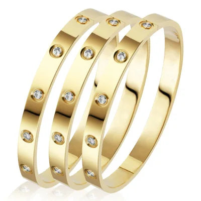 💎 Stainless Steel Rhinestone Bangle Bracelet