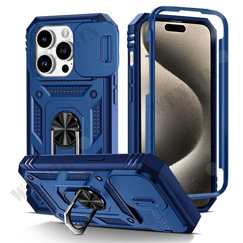 🔄 360° Rotating Kickstand Heavy Duty iPhone Case