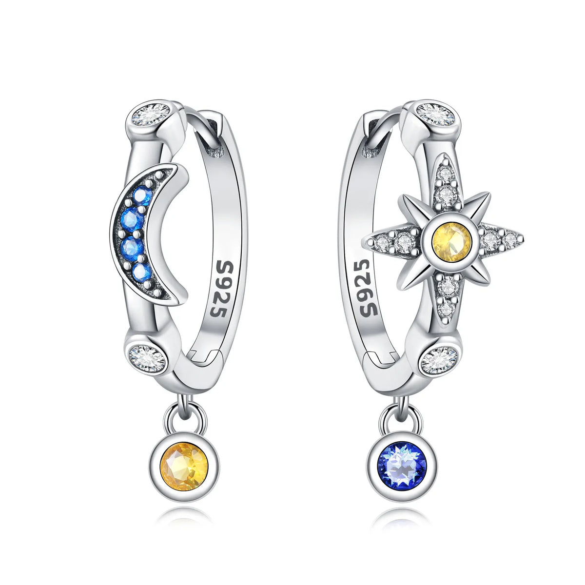 925 Silver Evil Eye Hamsa Drop Earrings