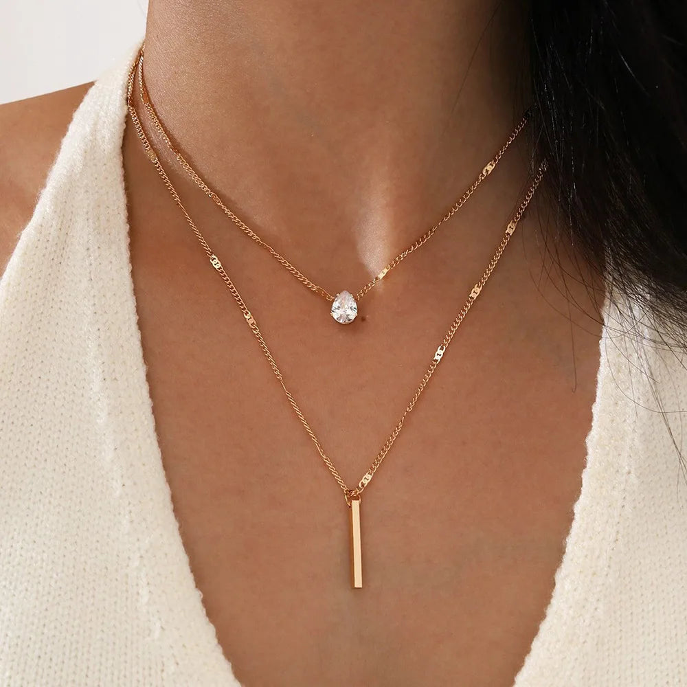 ✨ Zircon Multilayer Chain Choker Necklace