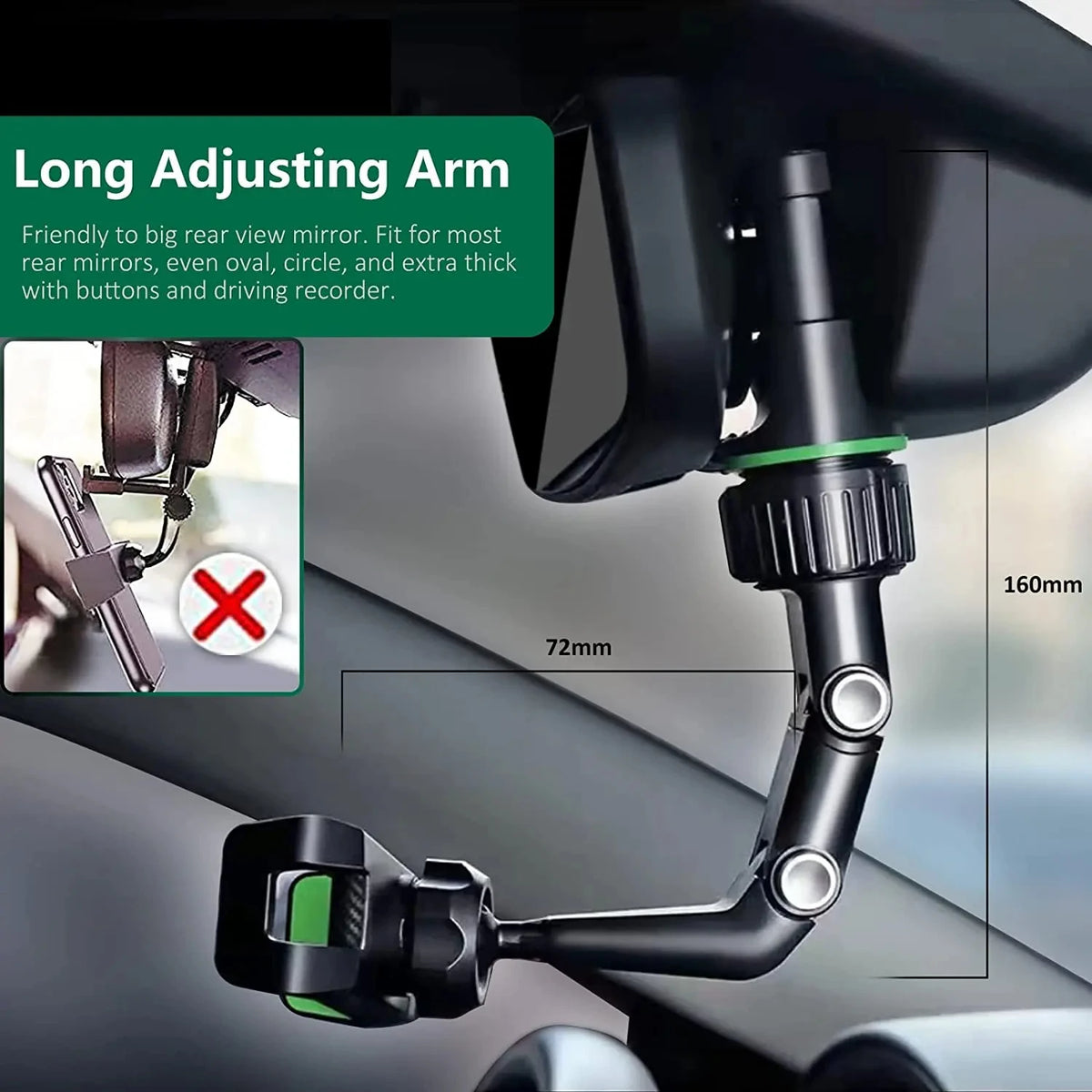 📱 360° Rotating Rearview Mirror Phone Holder