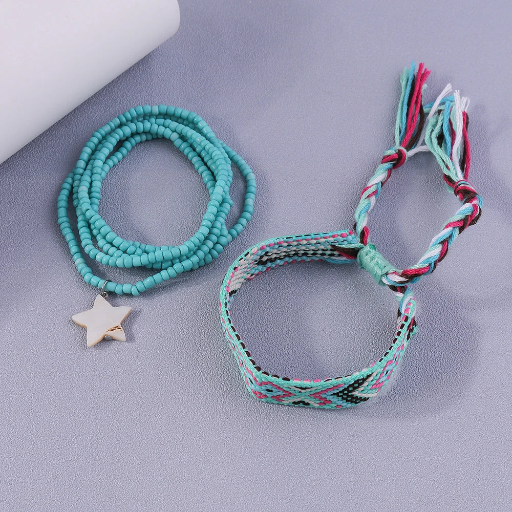 Boho Beaded Star Anklet