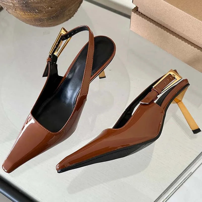 Women's Pointed-Toe Strap Slingback Pumps