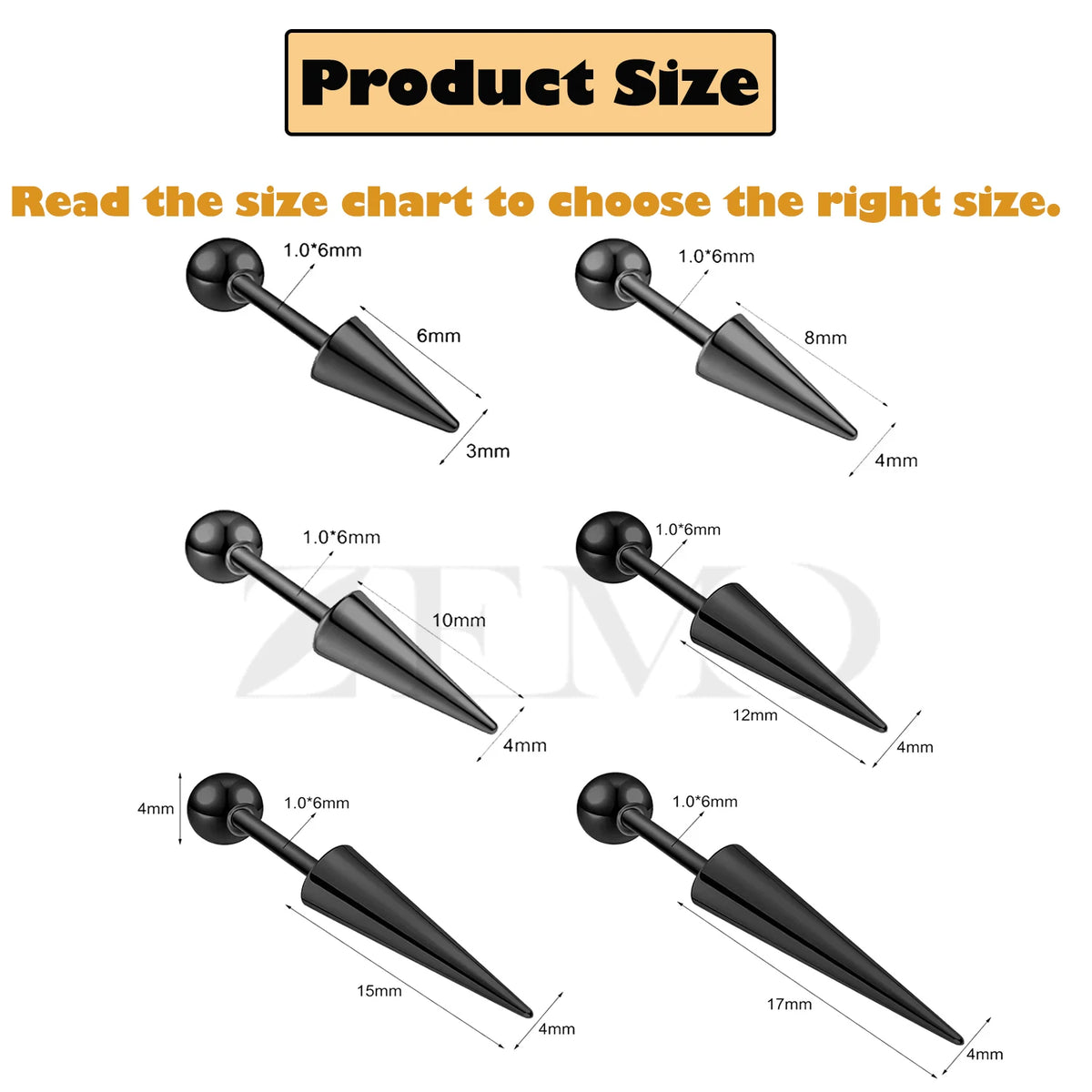 Steel Spike Cartilage Stud (18G, 1 Pc)