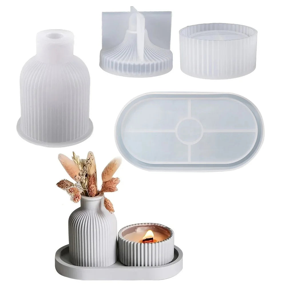 Silicone Tray, Vase & Jar Molds – 4 Pcs