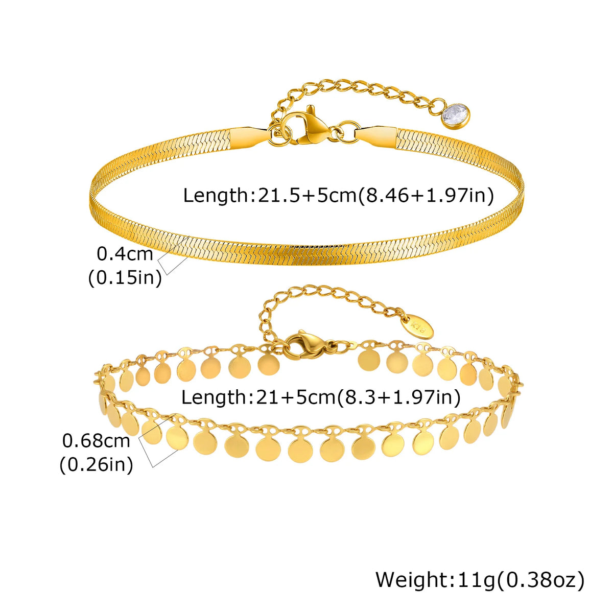 18K Gold Plated Snake Chain Anklet Set