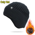 Men's Velvet-Lined Knit Hat with Ear Flaps