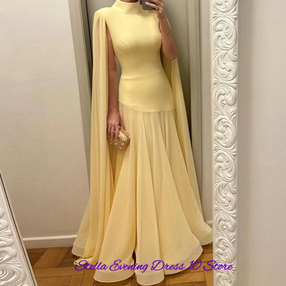High Collar Chiffon Mermaid Gown