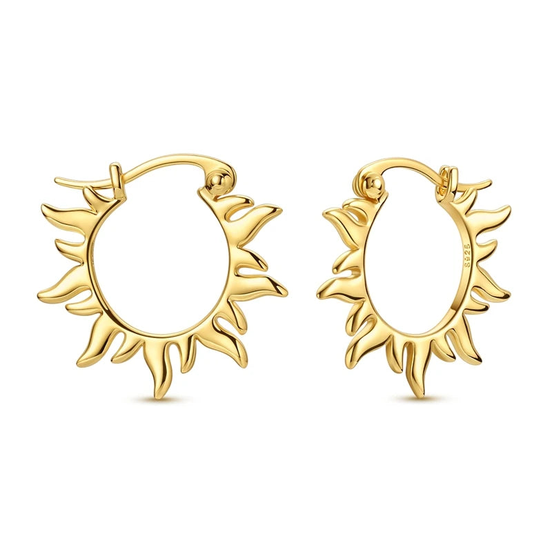925 Silver Golden Sun Zircon Earrings