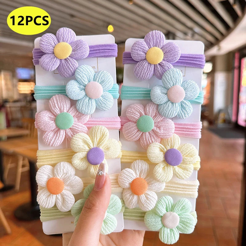 Girls Flower Elastic Hair Bands Set