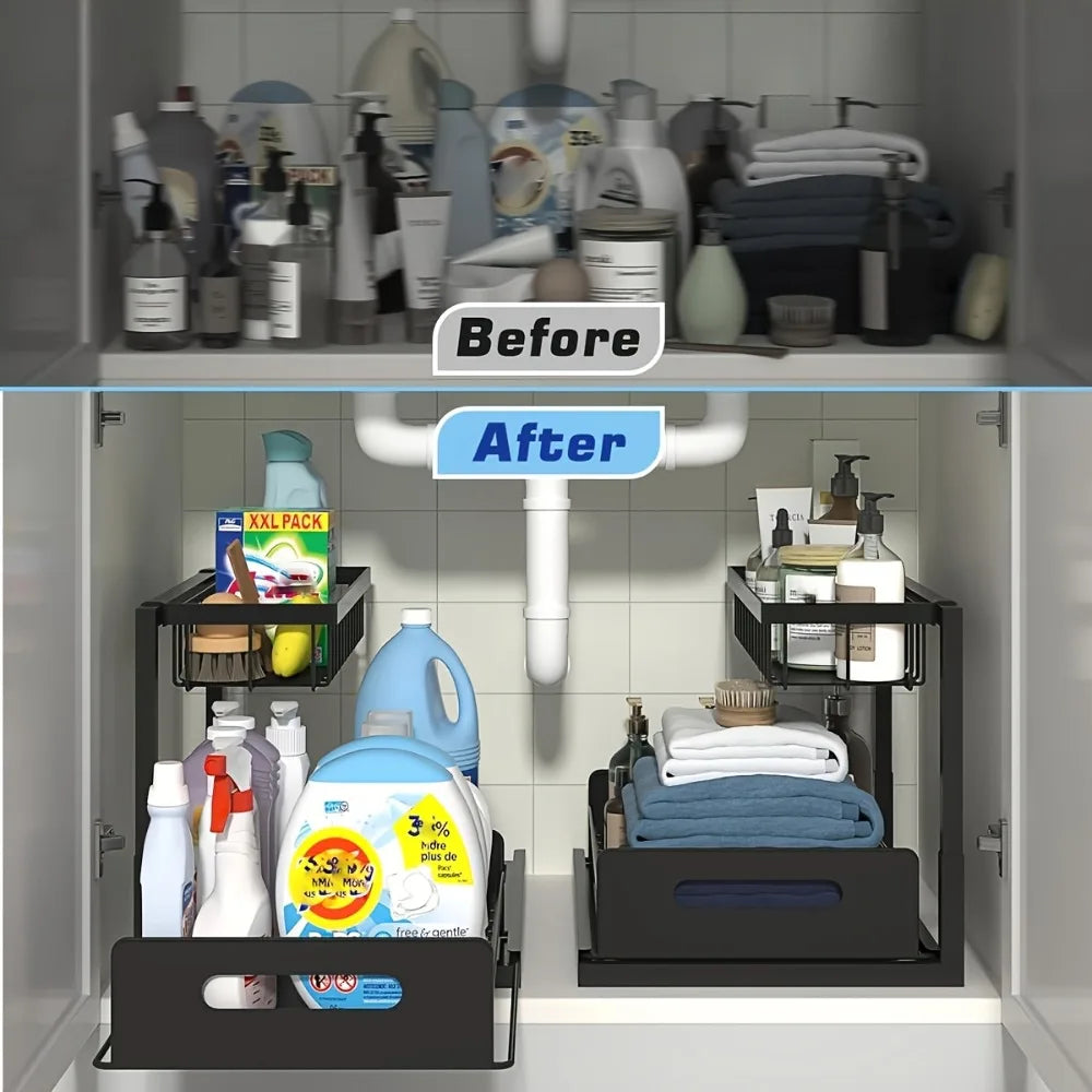 2-Tier Pull-Out Storage Shelf