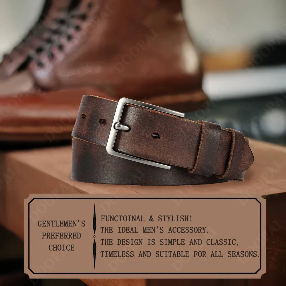 Men's Antique Buckle Cowhide Belt