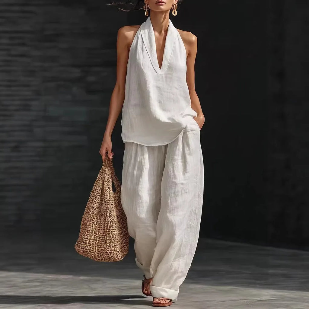 Off-Shoulder Top & Wide-Leg Pants Set