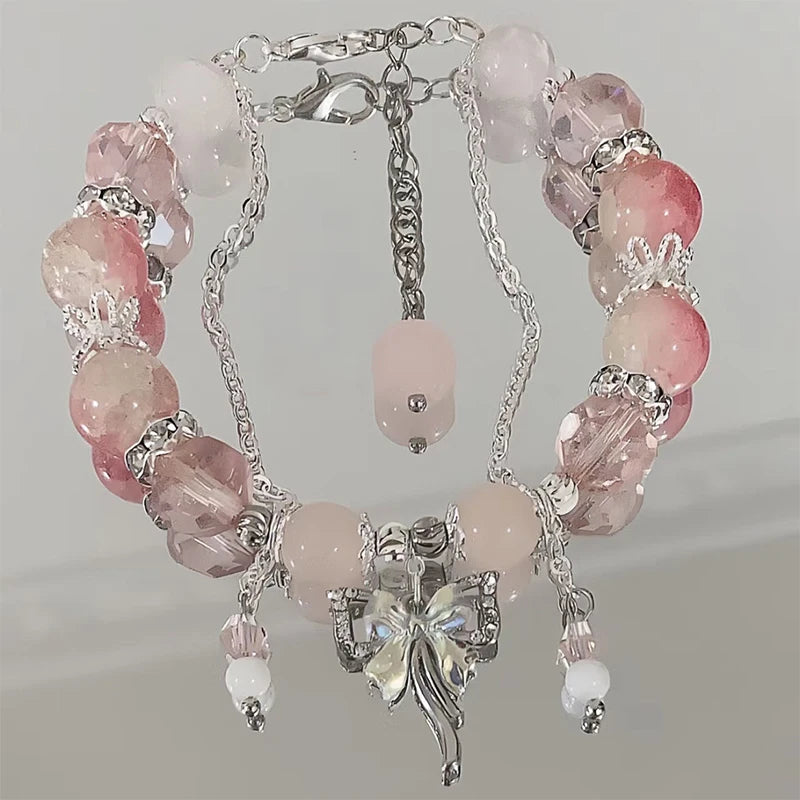 Crystal Butterfly Bead Bracelet