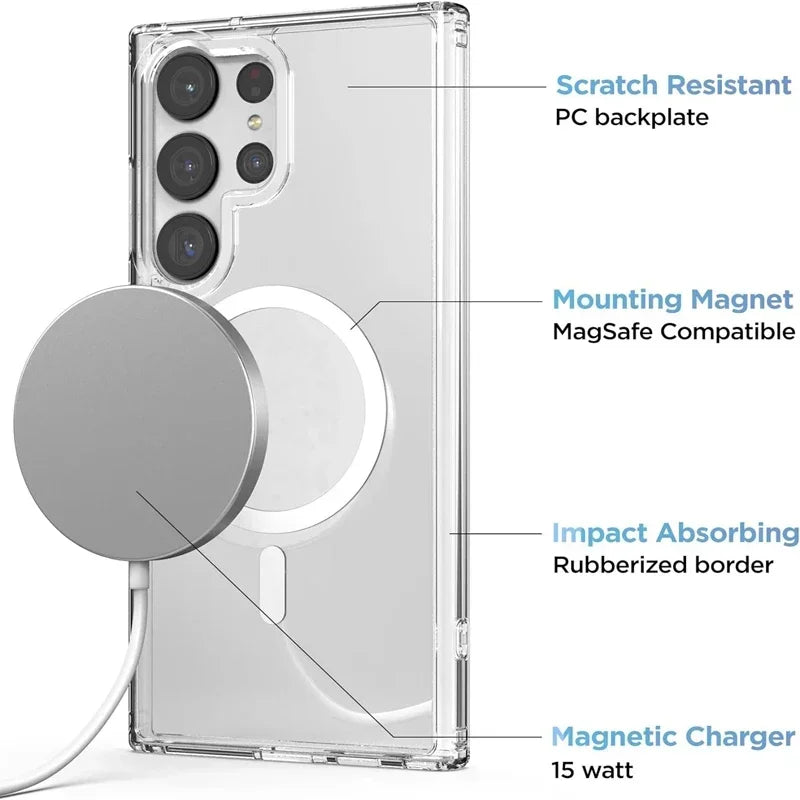 ⭐ Clear Magnetic Charging Shockproof Case