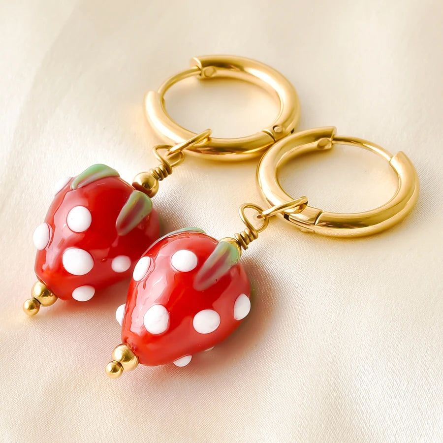 Colorful Glass Bead Huggie Hoops