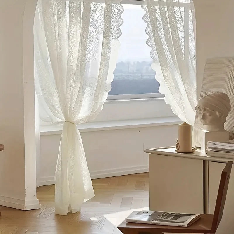 White Lace Window Curtains