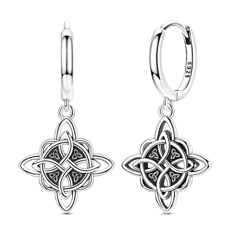 925 Silver Retro Pattern Stud Earrings