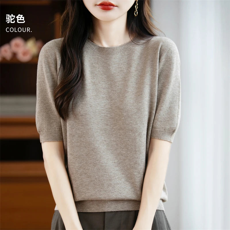 100% Merino Wool Short Sleeve Sweater