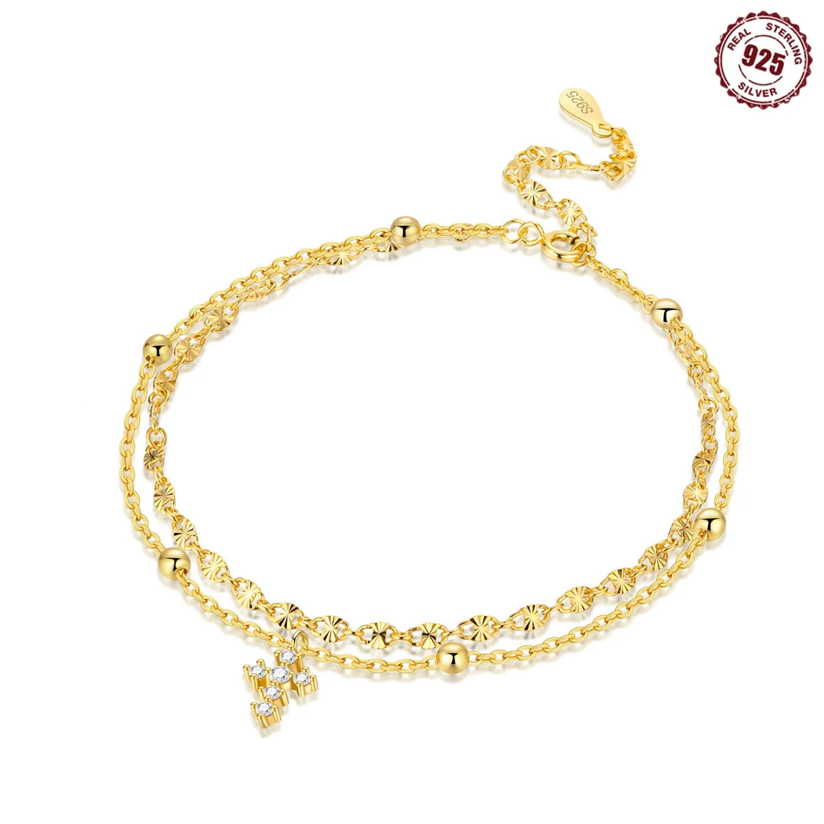 Gold-Tone Pearl Shell Anklet
