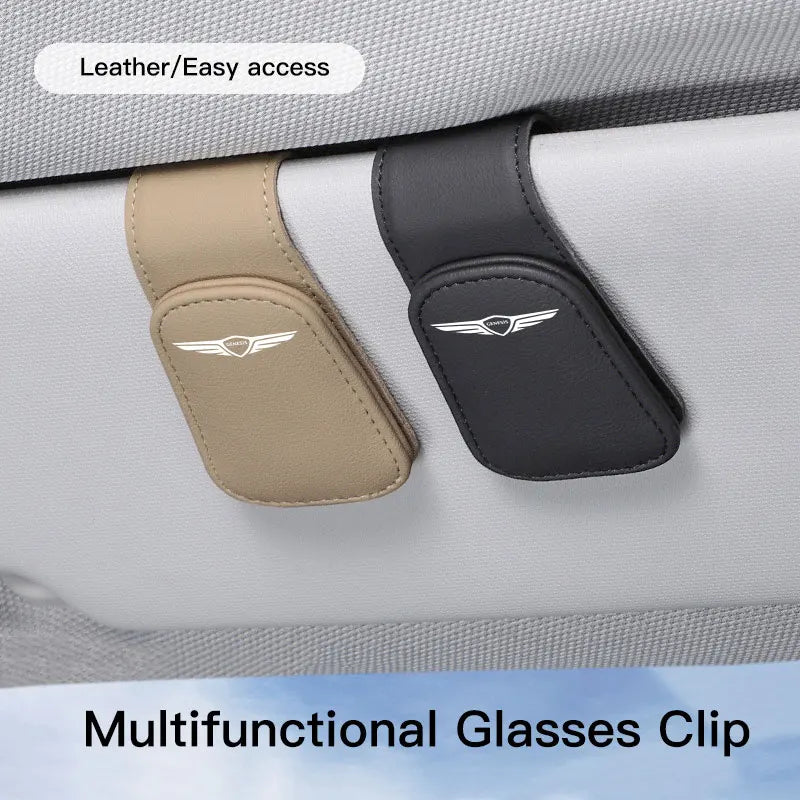 😎 Leather Sun Visor Glasses Clip