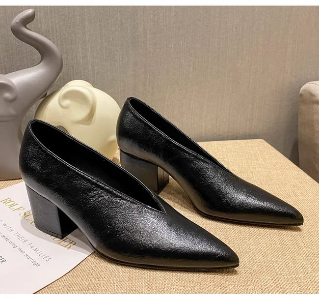 Women's Pointed-Toe V-Cut Pumps