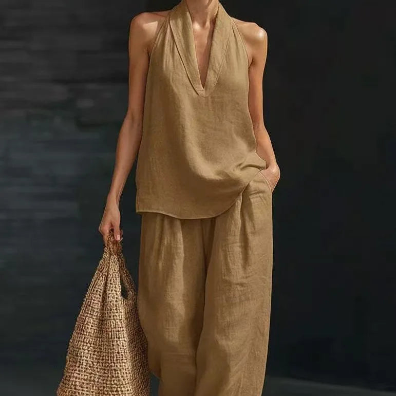 Off-Shoulder Top & Wide-Leg Pants Set