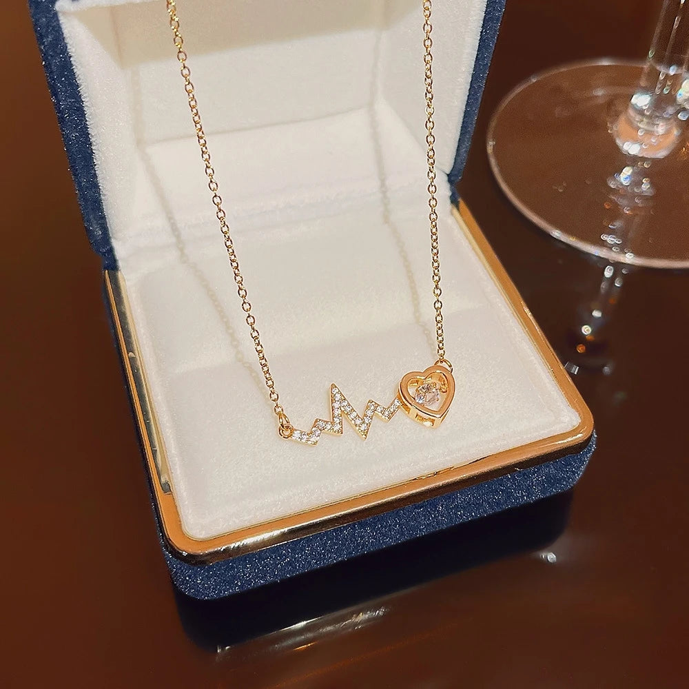 ⚡ Heart Electrocardiogram Pendant Necklace
