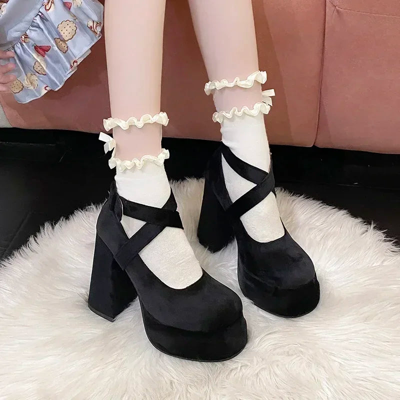 Women's Platform Lace-Up Mary Janes