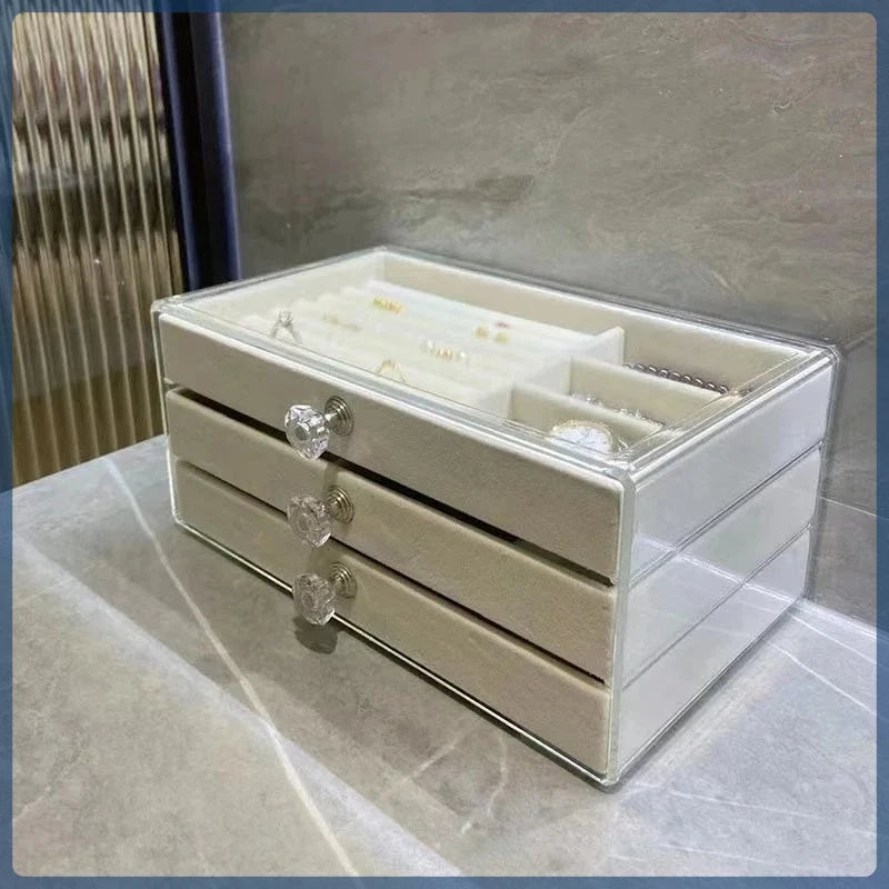 3-Drawer Velvet Jewelry Storage Box