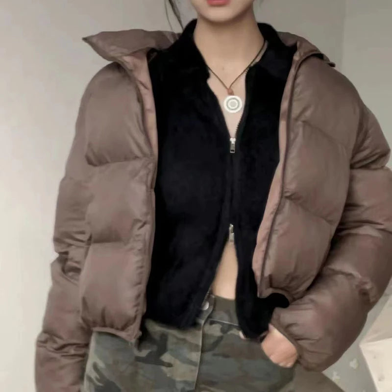 Women's Cropped Stand Collar Puffer Jacket